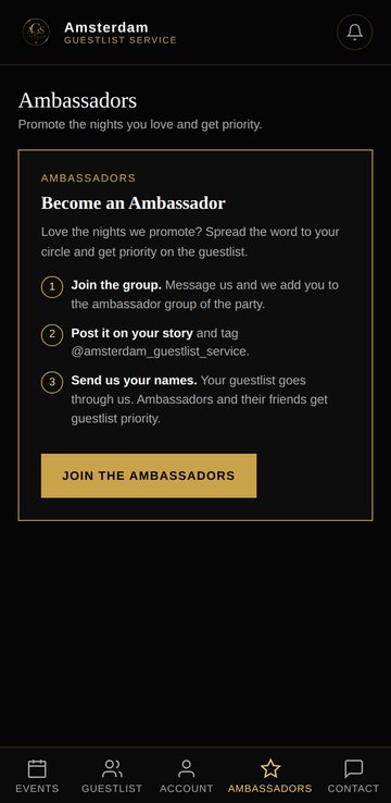 Ambassadors tab